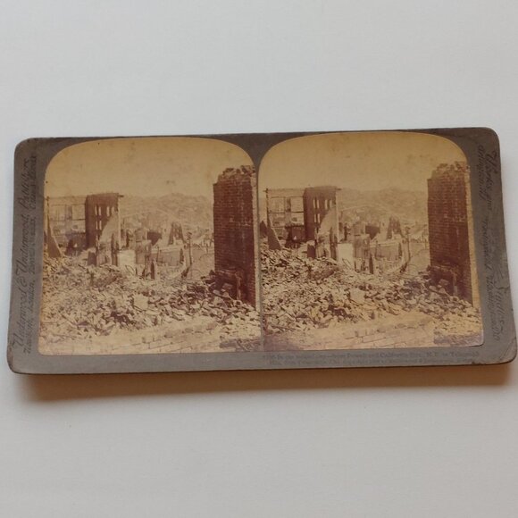 ANTIQUE Stereograph Card "Ruined City San Francisco" 1906 Underwoodand Underwood - Picture 1 of 6